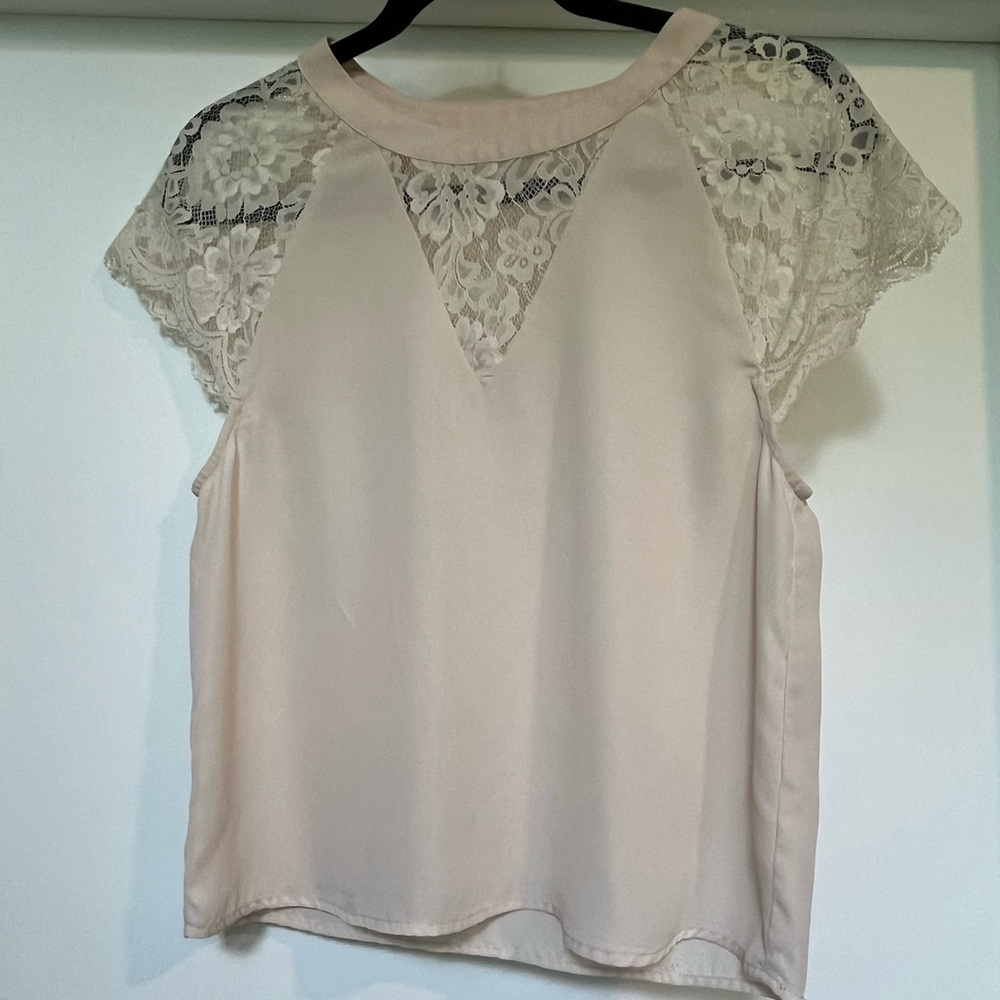 Tobi Tan Lace Relaxed Blouse